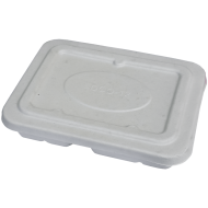 Set 50 caserole bio din carton, albe, cu 3 compartimente si capac separat